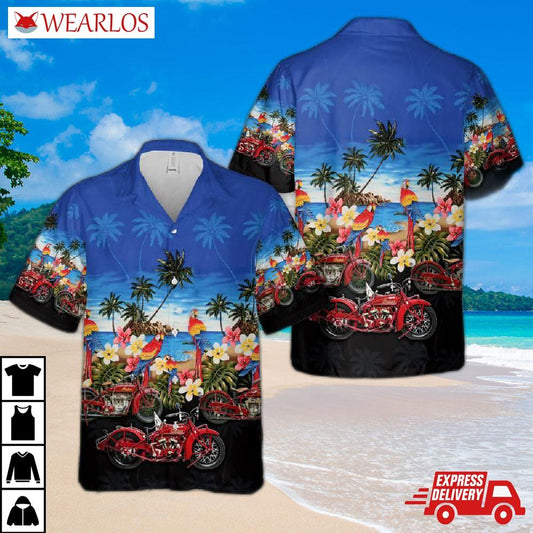 1928 Red Indian Scout Motorcycle Hawaiian Shirt