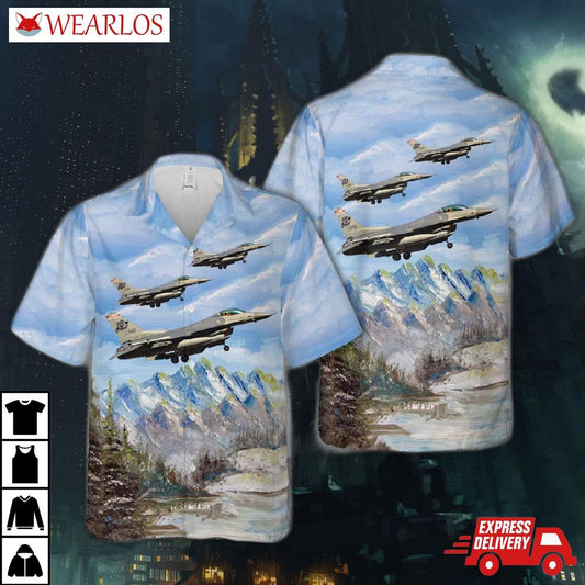 Wisconsin Air National Guard General Dynamics F-16c Fighting Falcon 176th Fighter Squadron (176 Fs) Hawaiian Shirt
